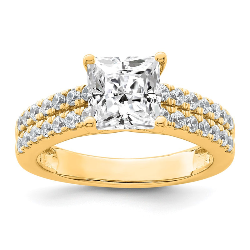 14K Two-Tone Gold 1/2 carat Lab Grown Diamond VS/SI+ G+ 1 1/2 carat Princess Center Semi Mount Engagement Ring
