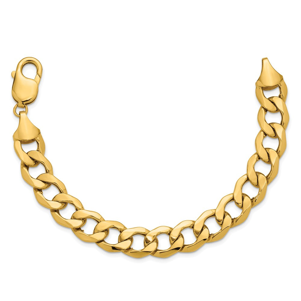 14K Yellow Gold 11.3mm Semi-Solid Curb Chain Bracelet