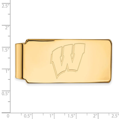 14K Yellow Gold Gold LogoArt University of Wisconsin Letter W Money Clip