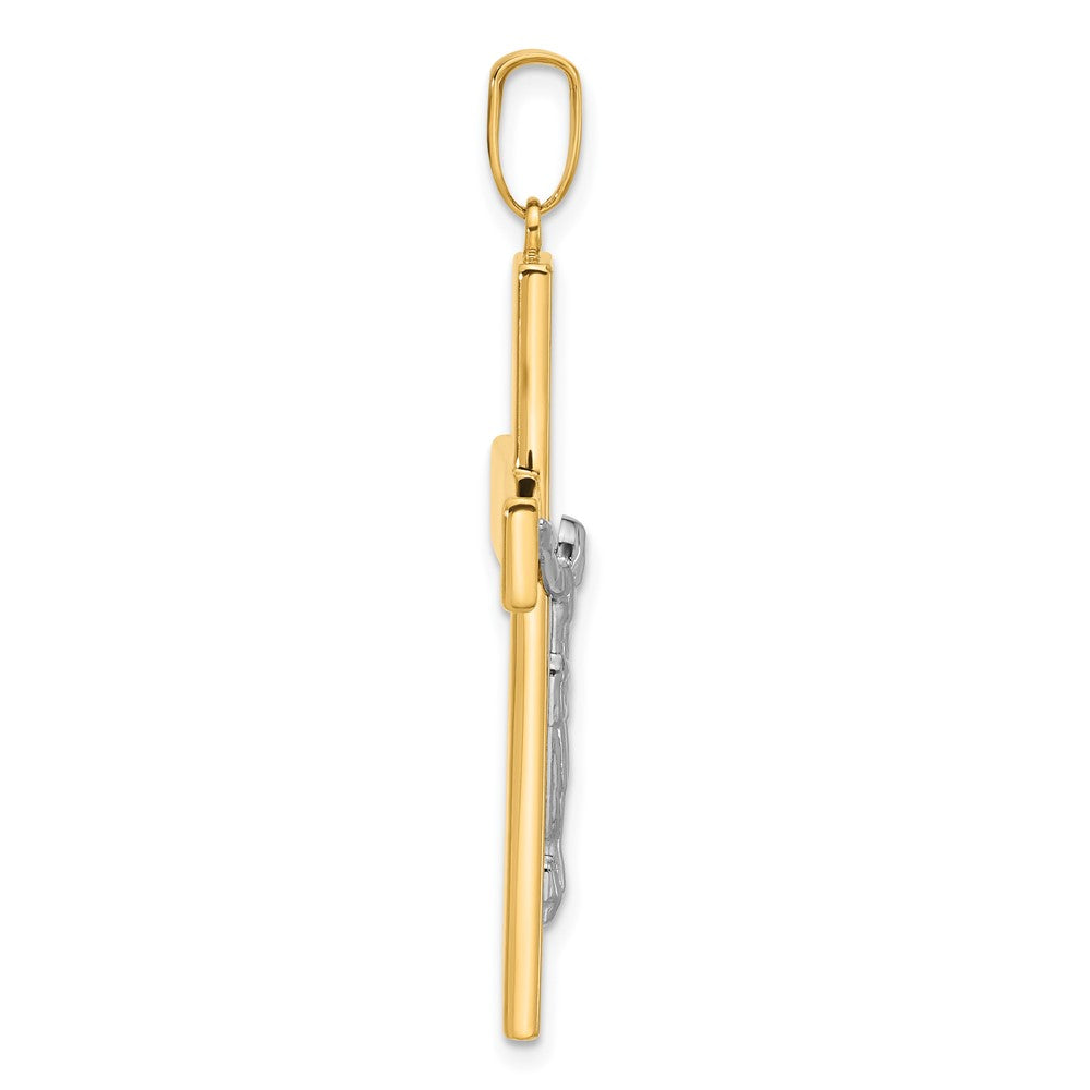 14K Two-Tone Gold Two-tone Polished and Textured Crucifix Pendant