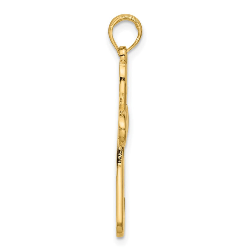 14K Yellow Gold Polished Rounded Cross Pendant