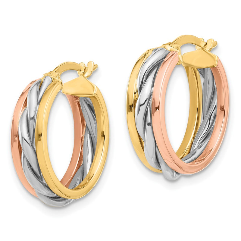 14K Tri-Color Gold Tri-color Polished Hoop Earrings