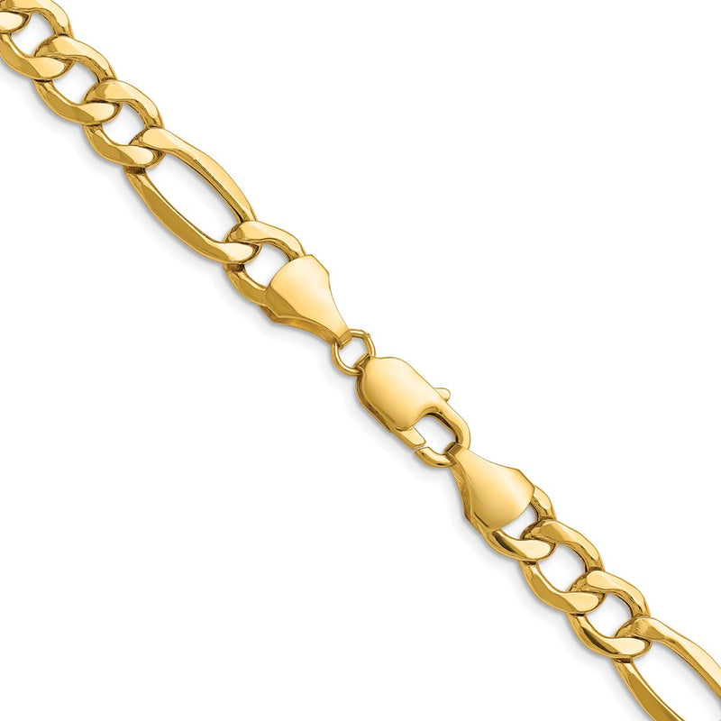 14K Yellow Gold 9.4mm Semi-Solid Figaro Chain Necklace