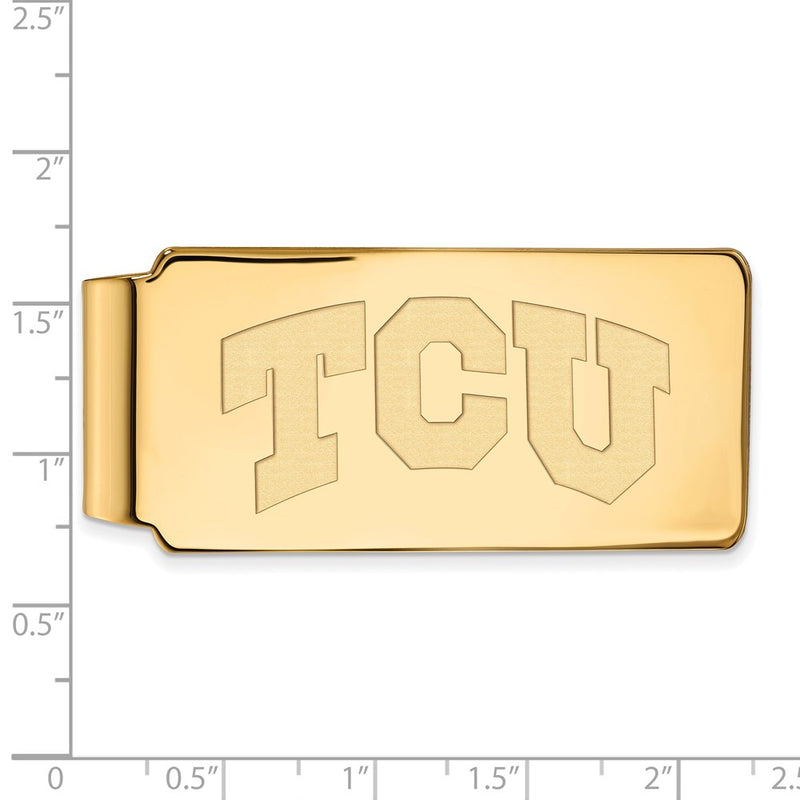 14K Yellow Gold Gold LogoArt Texas Christian University T-C-U Money Clip