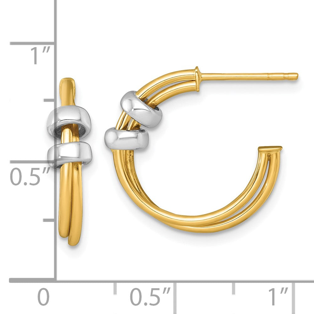 14K Two-Tone Gold Two-tone Polished with Rings Double C-Hoop Post Earrings