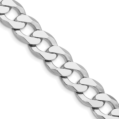 Sterling Silver Rhodium-plated 11.75mm Flat Curb 26 Inch Chain