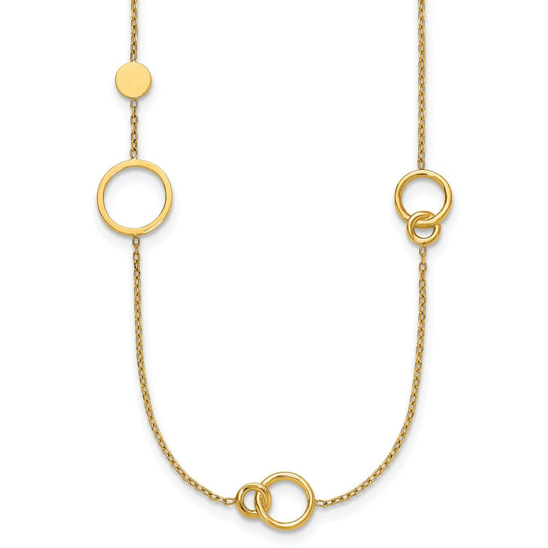 14K Yellow Gold Polished Circle and Chain Pattern 25.5 Inch Necklace