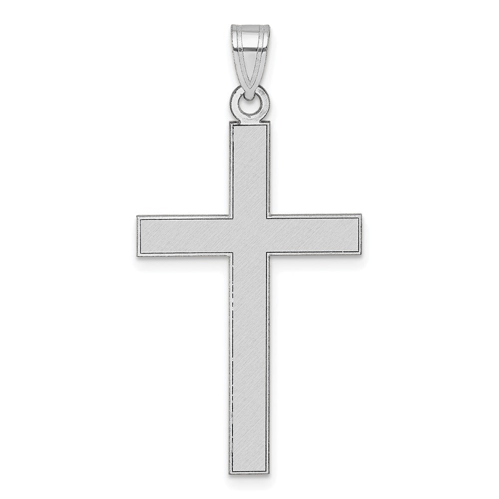 14K White Gold Florentine Satin Cross Pendant