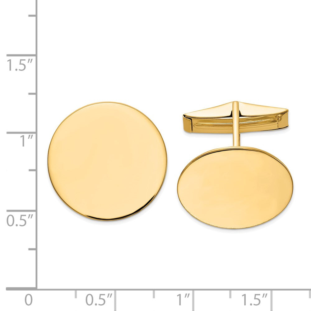 14K Yellow Gold Men's Circular Polished Cuff Links