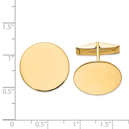 14K Yellow Gold Men's Circular Polished Cuff Links