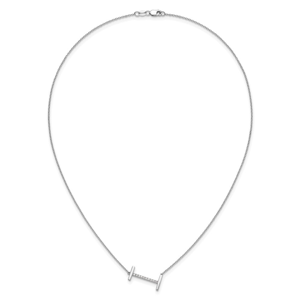 14K White Gold Sideways Diamond Initial I 18 Inch Necklace