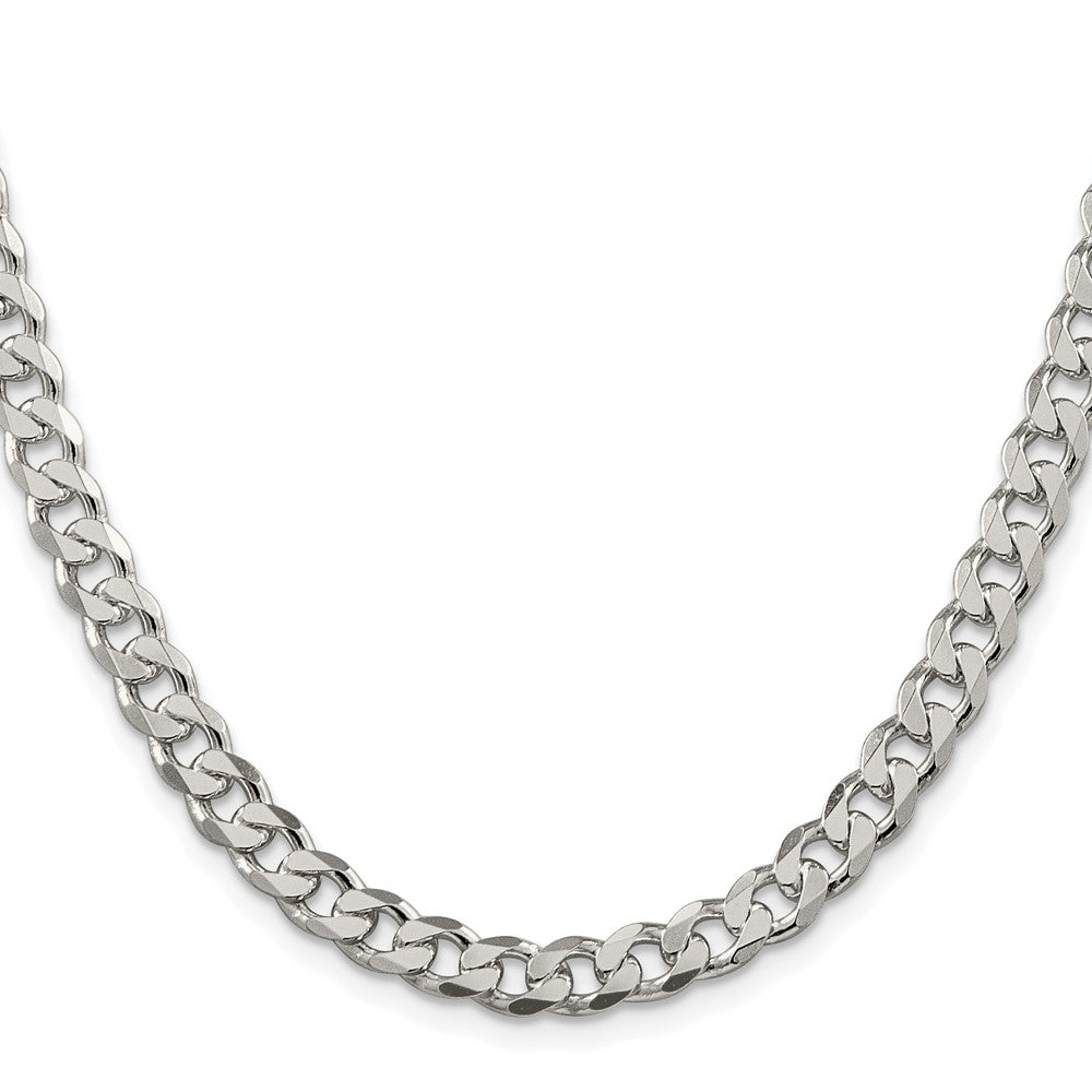 Sterling Silver Rhodium-plated 7mm Pav‚ Curb 26 Inch Chain