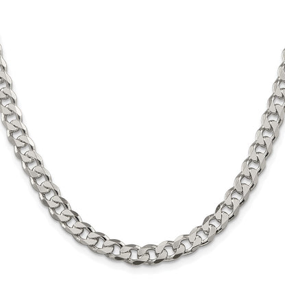 Sterling Silver Rhodium-plated 7mm Pav‚ Curb 26 Inch Chain