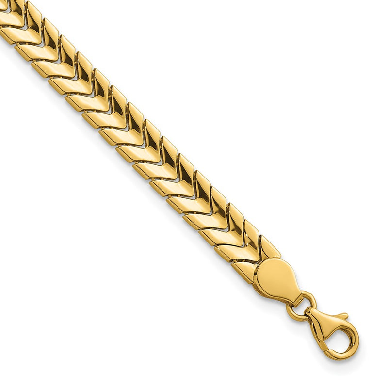 14K Yellow Gold Polished 5.6mm Fancy Chevron Link 7.5 Inch Bracelet