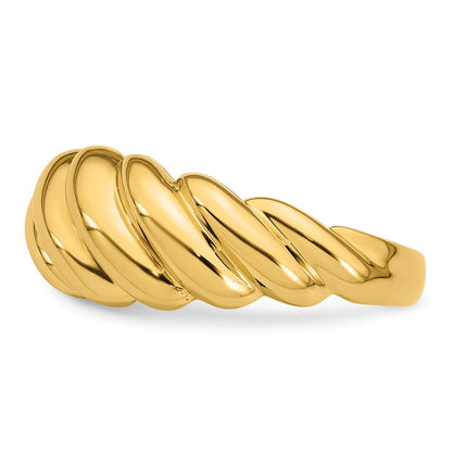 14K Yellow Gold Polished Twisted Graduated Domed Size 7 Ring