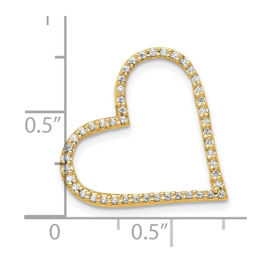 14K Yellow Gold 1/6 carat Diamond Heart Chain Slide