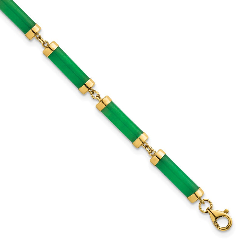 14K Yellow Gold Polished 4.0mm Jade Bars 7 Inch Bracelet