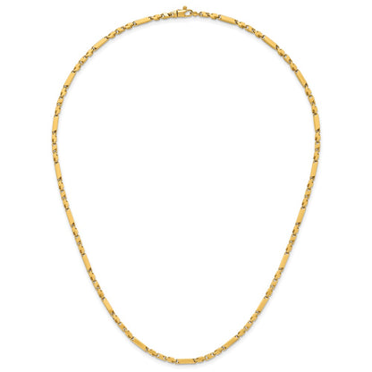 14K Yellow Gold Polished Fancy Bar Link 19.75 Inch Necklace