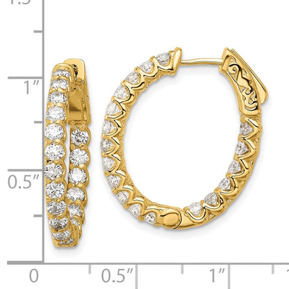 14K Yellow Gold 2.1 carat Diamond In/Out Oval Hoop w/Safety Clasp Earrings