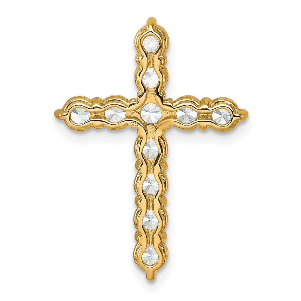 14K Yellow Gold 2 carat Lab Grown Diamond VS+ F+ Complete Cross Chain Slide Pendant
