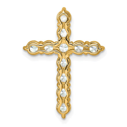 14K Yellow Gold 2 carat Lab Grown Diamond VS+ F+ Complete Cross Chain Slide Pendant