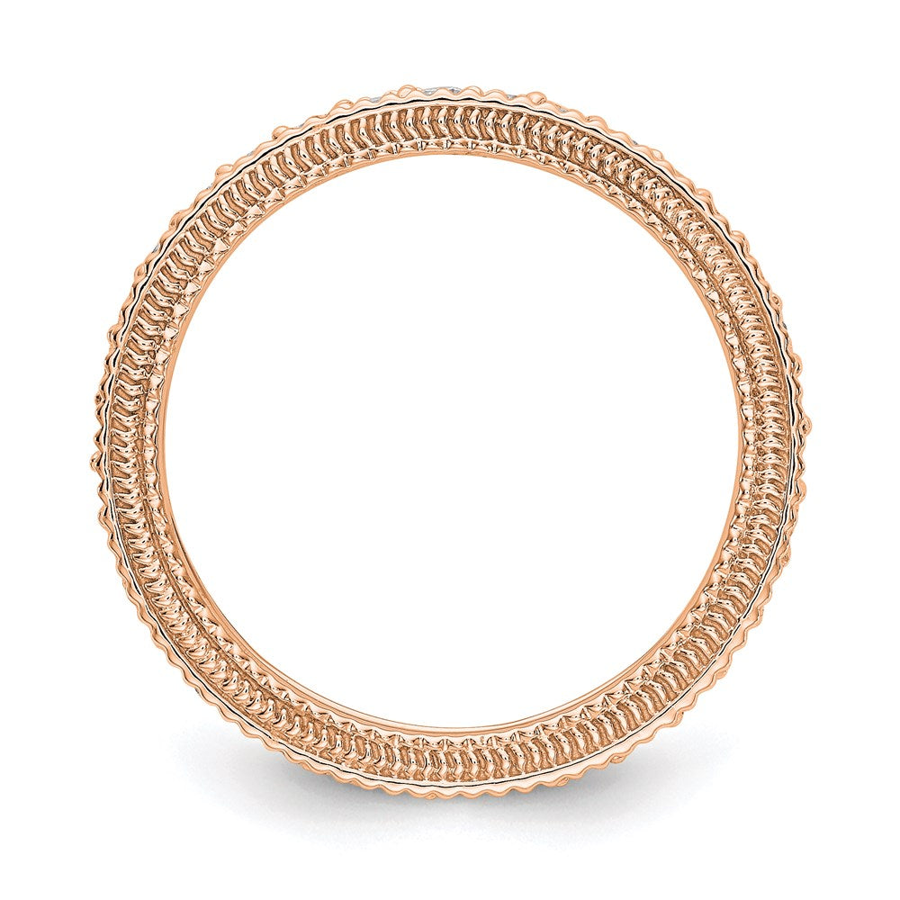 14K Rose Gold Polished 3/4CT Milgrain Edge Diamond Eternity Wedding Band Ring