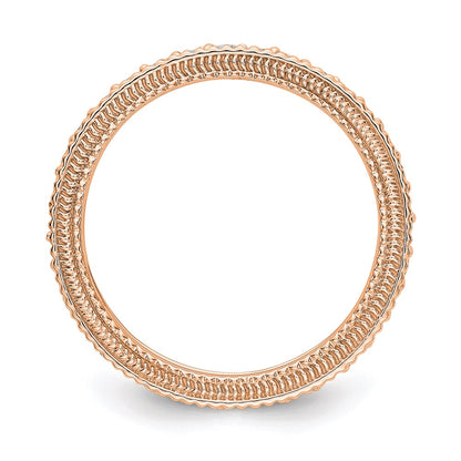14K Rose Gold Polished 3/4CT Milgrain Edge Diamond Eternity Wedding Band Ring