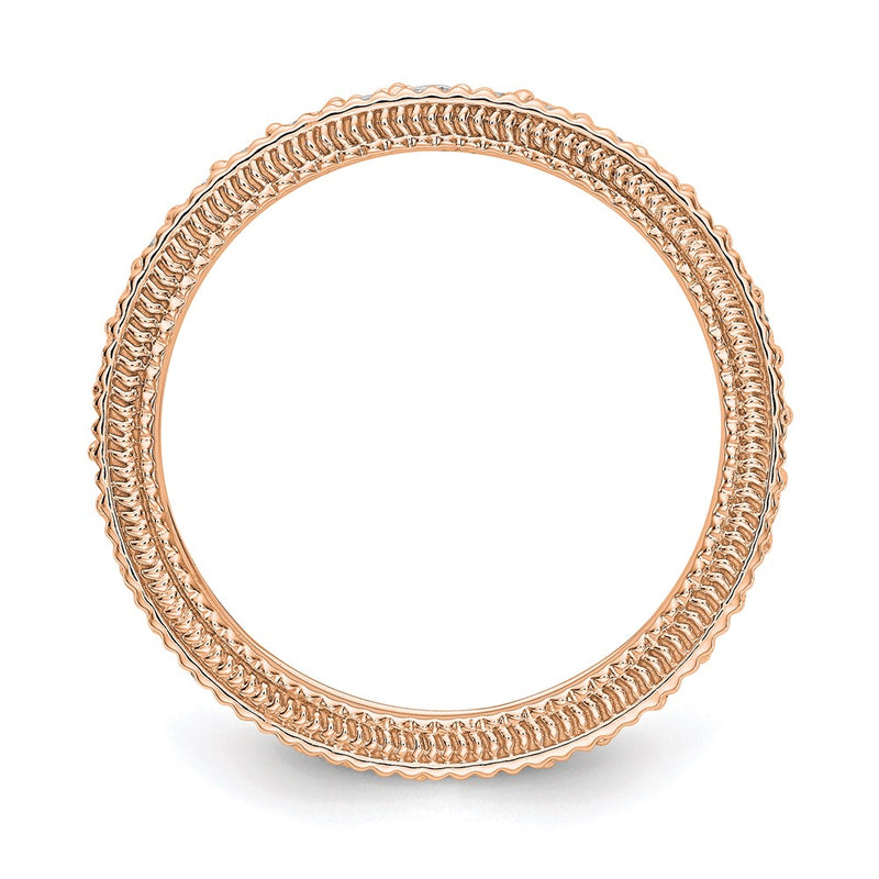 14K Rose Gold Polished 3/4CT Milgrain Edge Diamond Eternity Wedding Band Ring