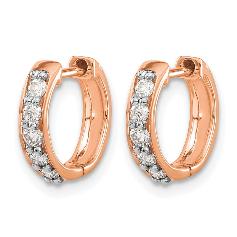 14K Rose Gold 1/3 carat Diamond Hinged Hoop Earrings