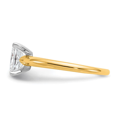 14K Two-Tone Gold Two-tone 1 carat Certified Lab Grown Diamond VS+ F+ Radiant Solitaire Complete Engagement Ring