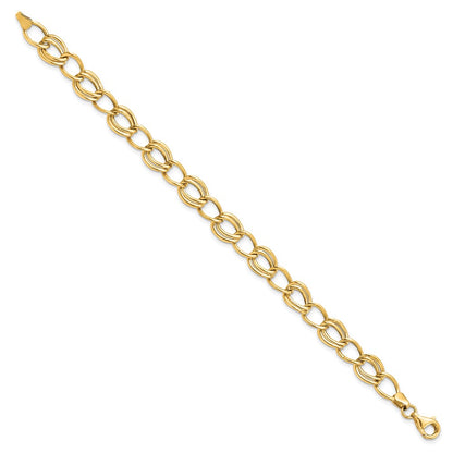 10K Yellow Gold Flat Curb Link 7 Inch Bracelet