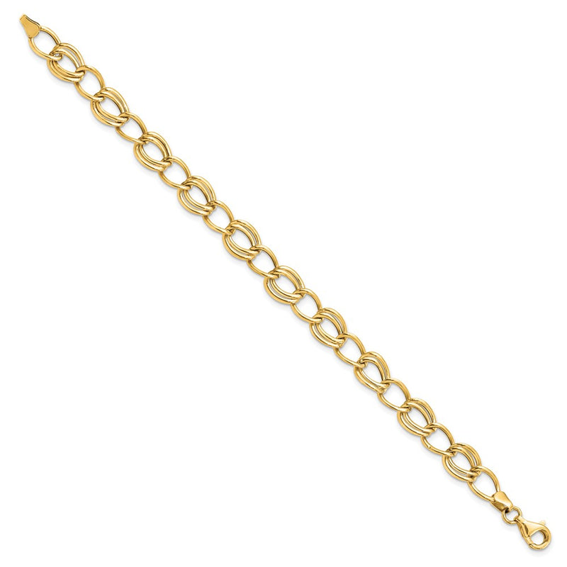 10K Yellow Gold Flat Curb Link 7 Inch Bracelet
