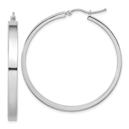 14K White Gold 4x45mm Polished Tube Hoop Earrings