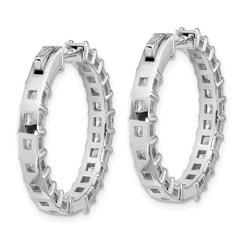 14K White Gold Inside/Outside Cert Lab Grown VS/SI GH Princess Diamond Hoop Earrings