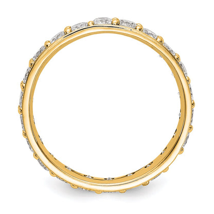 14K Yellow Gold Polished Vintage 2ct Diamond Eternity Wedding Band Ring
