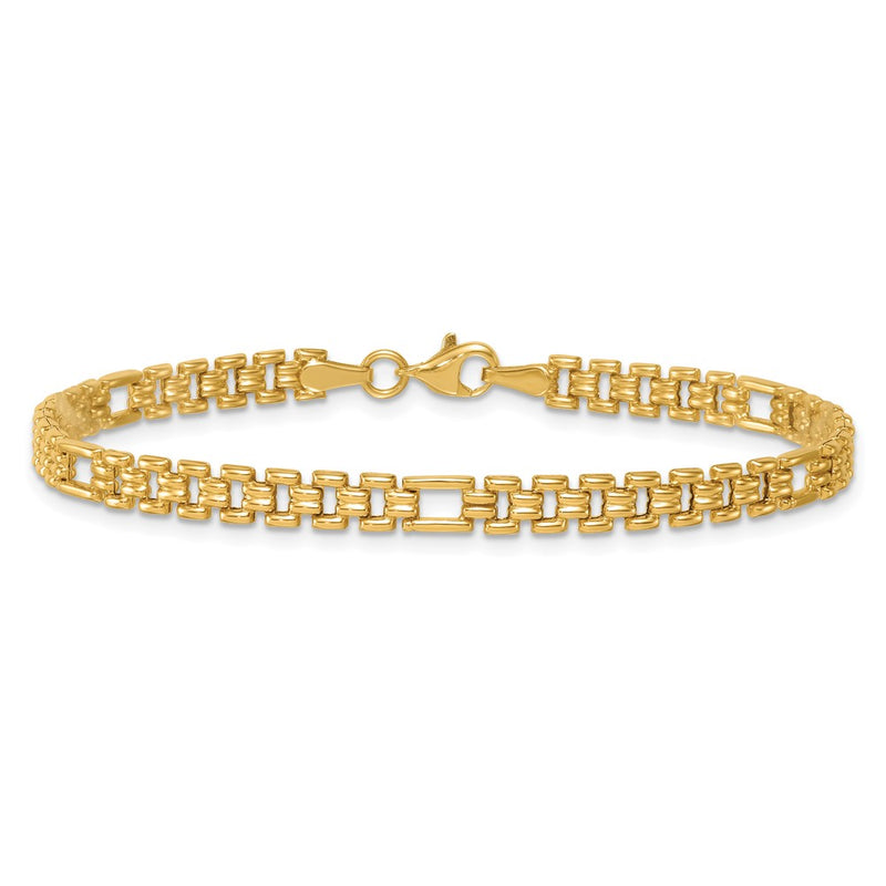 14K Yellow Gold Polished 4.5mm Fancy Link 7.5 Inch Bracelet