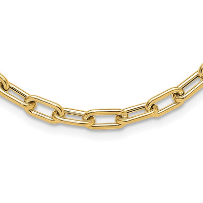 14K Yellow Gold Polished Fancy 5mm Oval Link 18 Inch Toggle Necklace