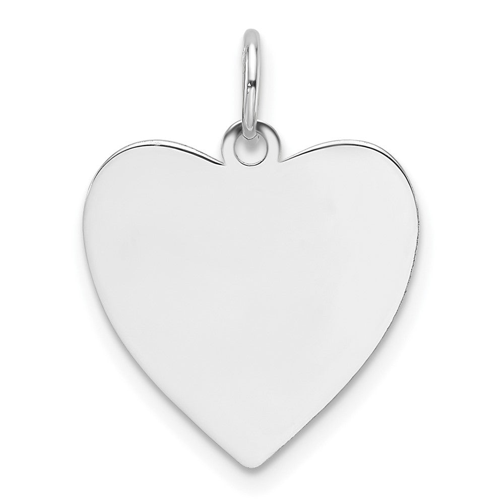 14K White Gold Plain Engravable Heart 17.16.5mm Disc Charm