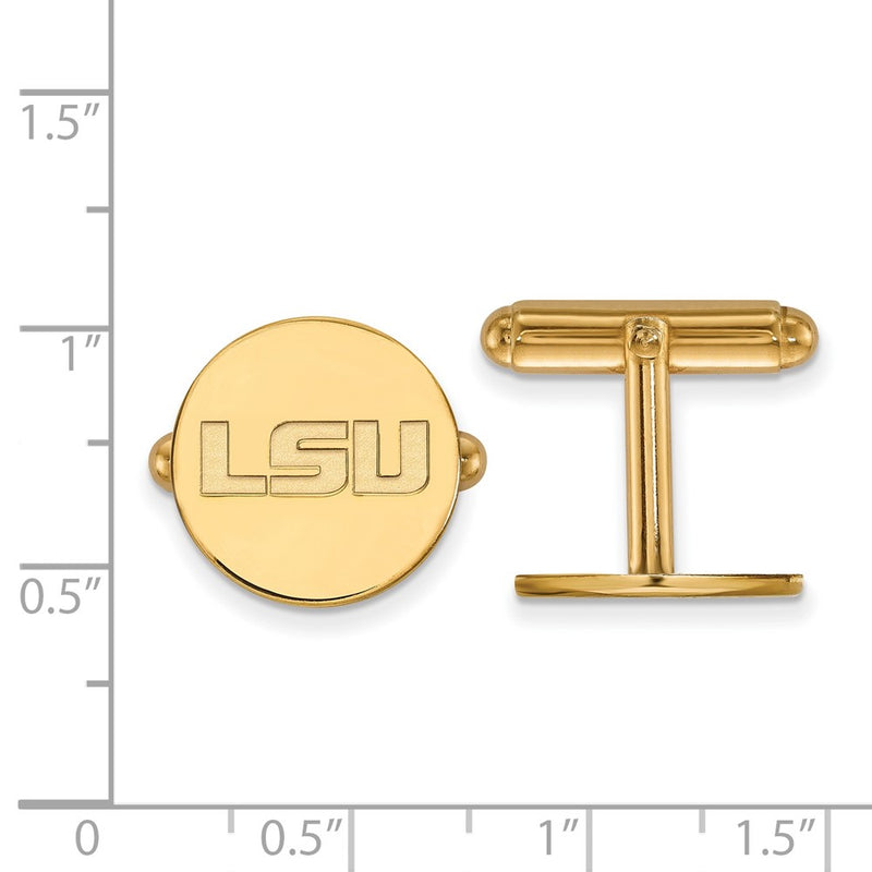 14K Yellow Gold Gold LogoArt Louisiana State University L-S-U Cuff Links