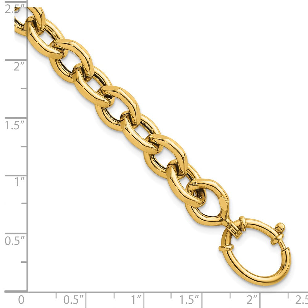 14K Yellow Gold Polished 9mm Fancy Cable Link 7.25 Inch Bracelet