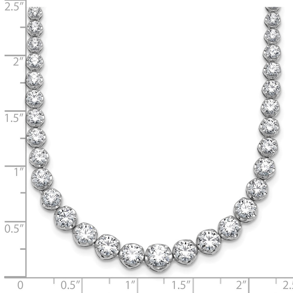 14K White Gold 10 1/20 carat Lab Grown Diamond VS+ F+ Complete Round 16 Inch Graduated Tennis Necklace
