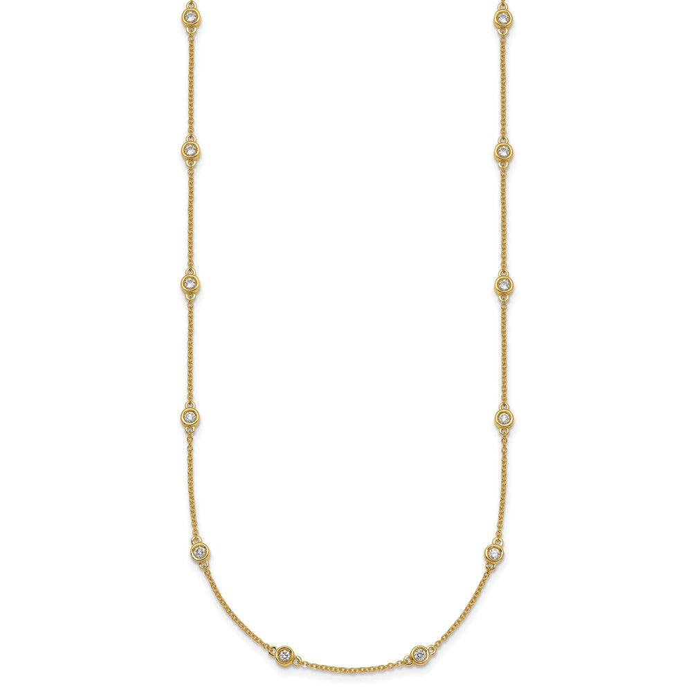 14K Yellow Gold Complete 1/2 carat Bezel-set Diamond and Cable Chain 16-Station 16 Inch Necklace