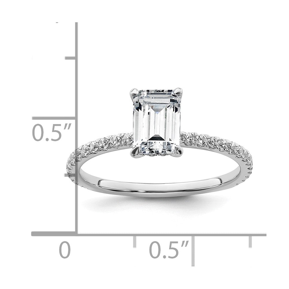 14K White Gold 1 3/8 carat Certified Lab Grown Diamond VS/SI+ G+ Emerald Complete Solitaire with Flair Engagement Ring