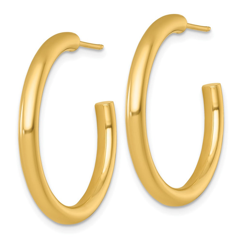 14K Yellow Gold Polished 3.0 x 30mm Tube C-Hoop Post Earrings