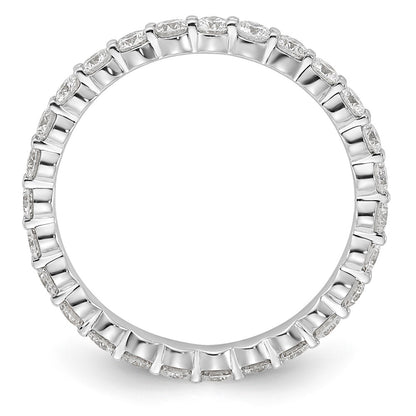 14K White Gold 1 carat Lab Grown Diamond VS+ F+ Round Complete Channel Set Size 5.5 Eternity Wedding Band Ring