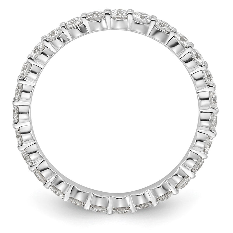 14K White Gold 1 carat Lab Grown Diamond VS+ F+ Round Complete Channel Set Size 5.5 Eternity Wedding Band Ring