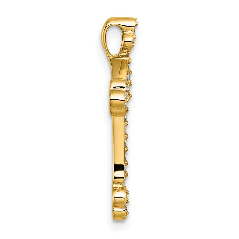 14K Yellow Gold 1/3 carat Diamond Budded Cross Chain Slide