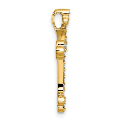 14K Yellow Gold 1/3 carat Diamond Budded Cross Chain Slide
