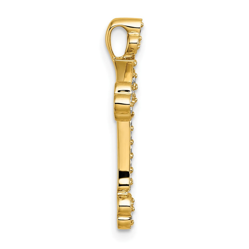 14K Yellow Gold 1/3 carat Diamond Budded Cross Chain Slide