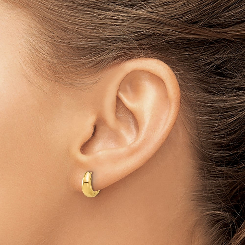 14K Yellow Gold Polished Hinged Huggie Hoop Earrings